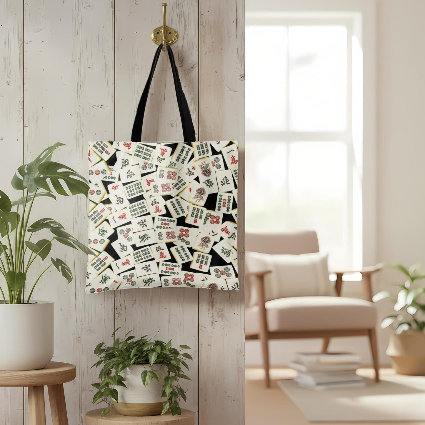 Bolsa tote de tela para juegos de mahjong, regalo reutilizable