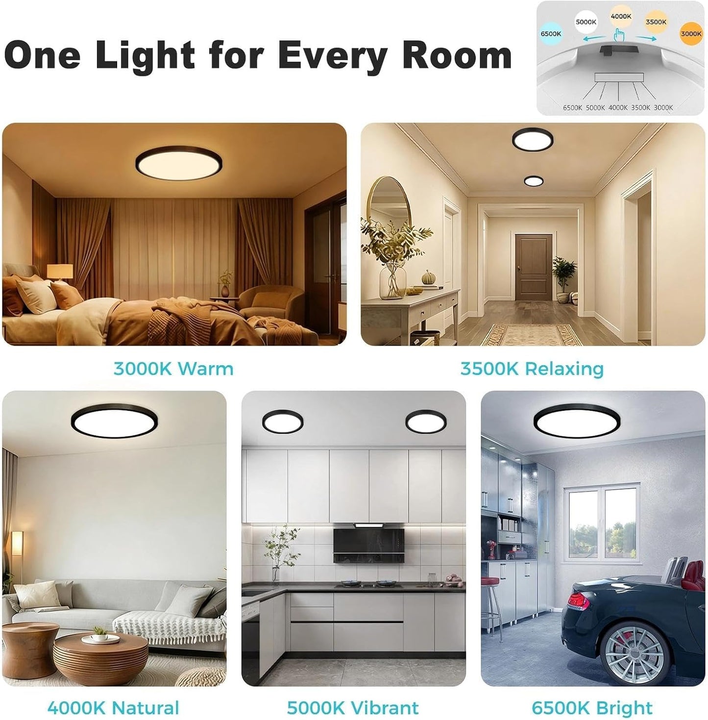 4 Luces LED empotradas 7pulg regulables 5 colores cocina