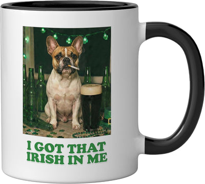 Taza cerámica Saint Patrick Day Irlandesa para perro bulldog francés