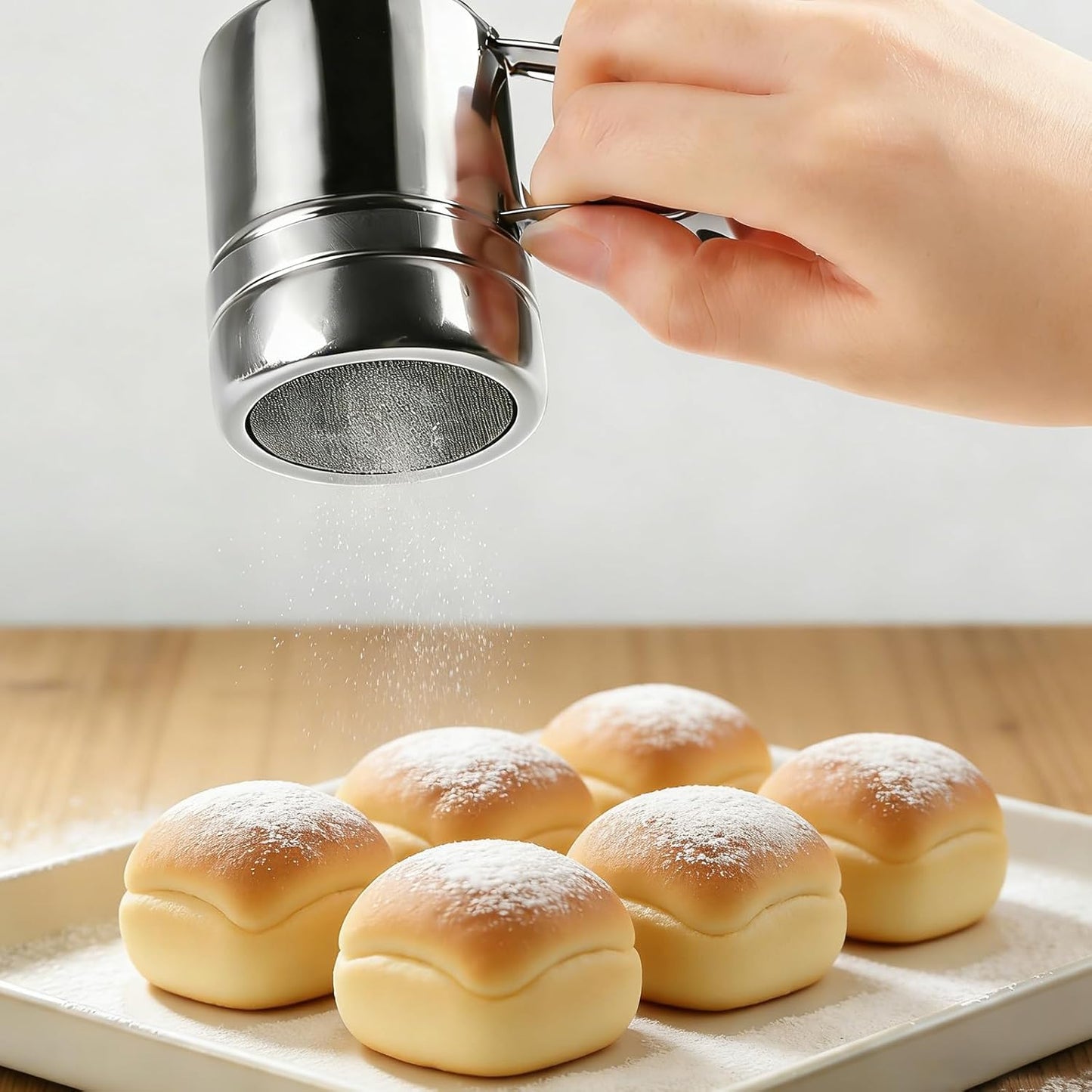 2 unidades de lata de polvo de acero inoxidable con asa y tapa de plástico para azúcar
