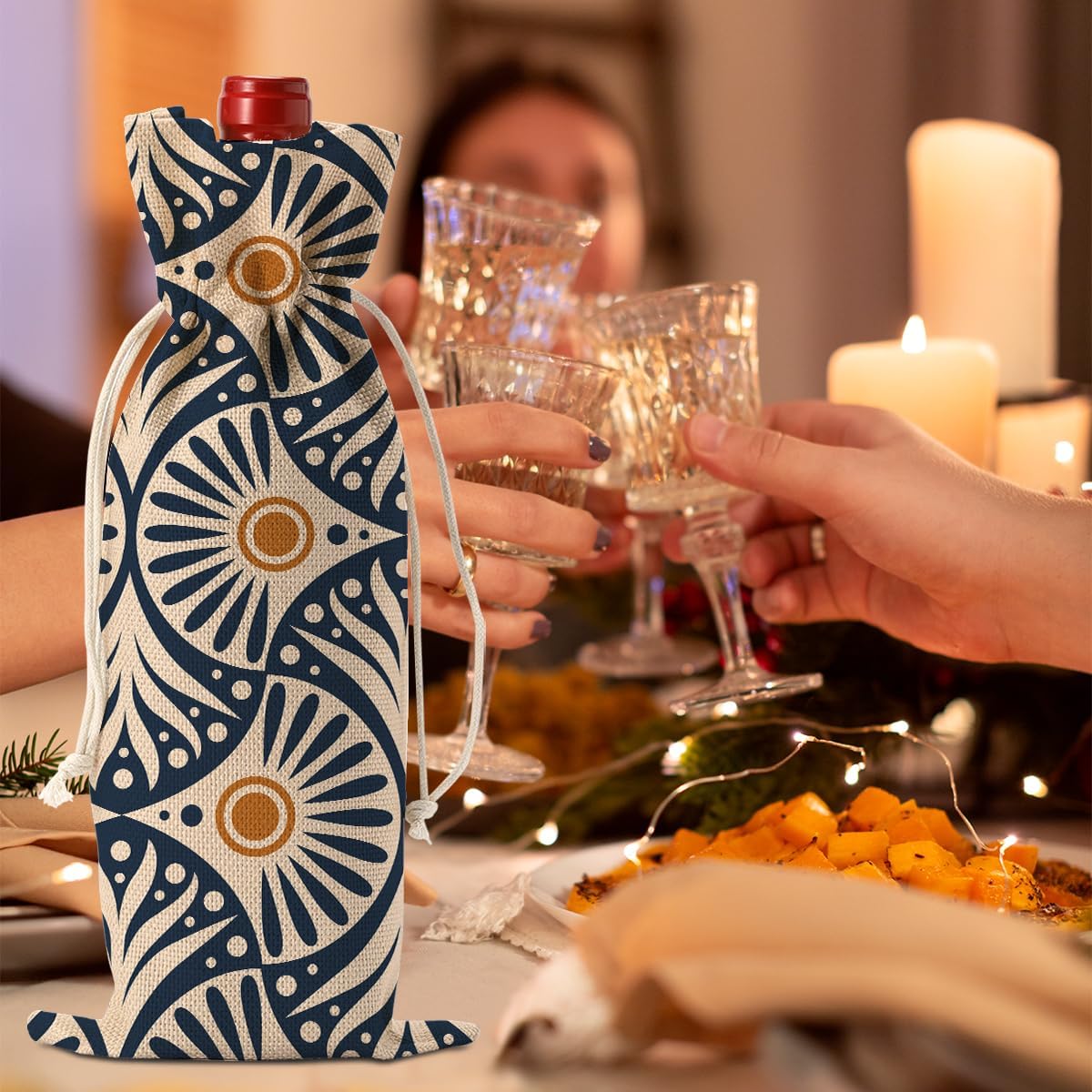 Bolsa de vino bohemia accesorios bohemios para boda y hogar