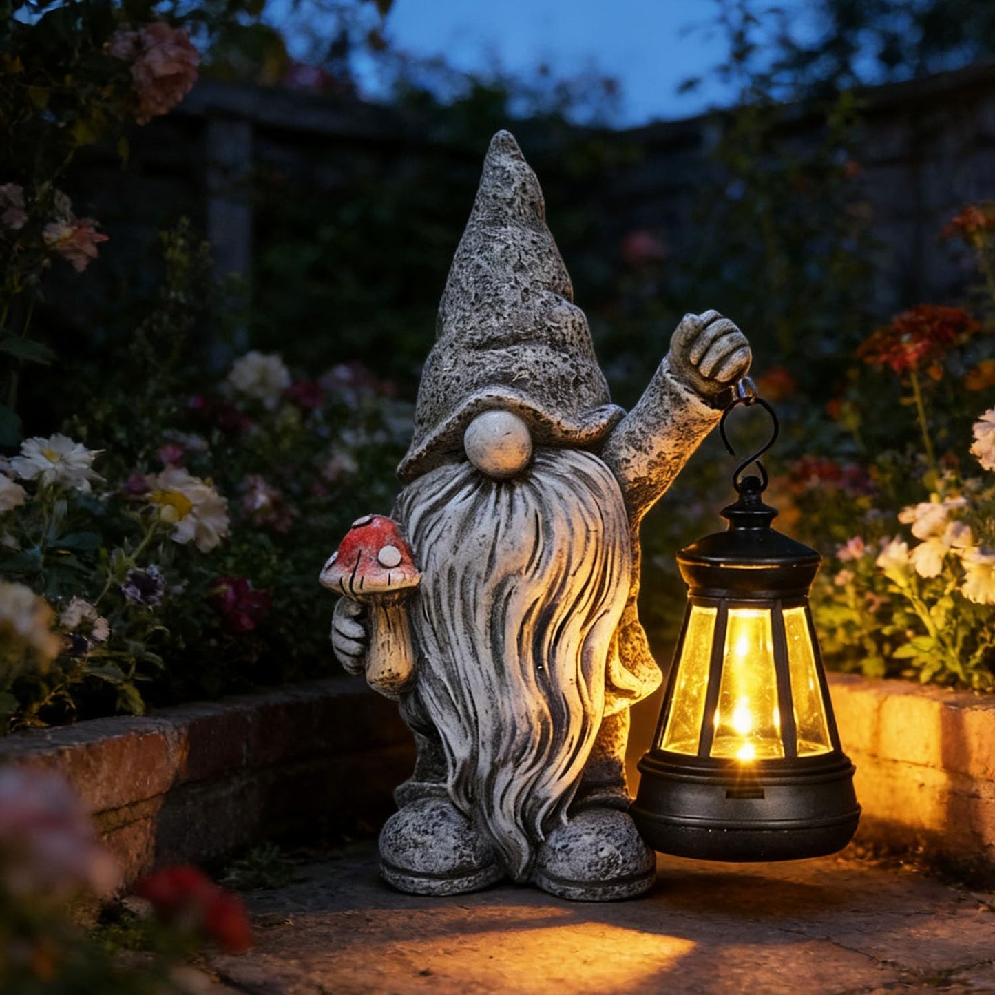 Estatua gnomo farol solar para jardín regalo mamá