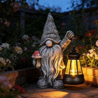 Estatua gnomo farol solar para jardín regalo mamá