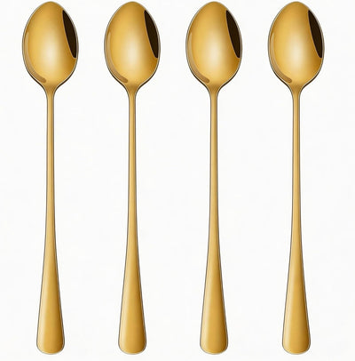 Set 4 cucharas café acero inox doradas 7.7pulg