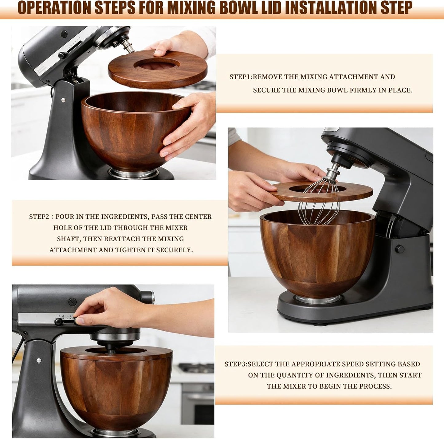 Tazón acacia 5qt con tapa comp KitchenAid