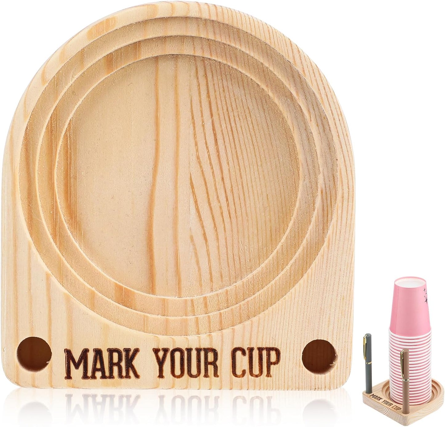Portavasos de madera con ranura para marcador y organizador de bebidas