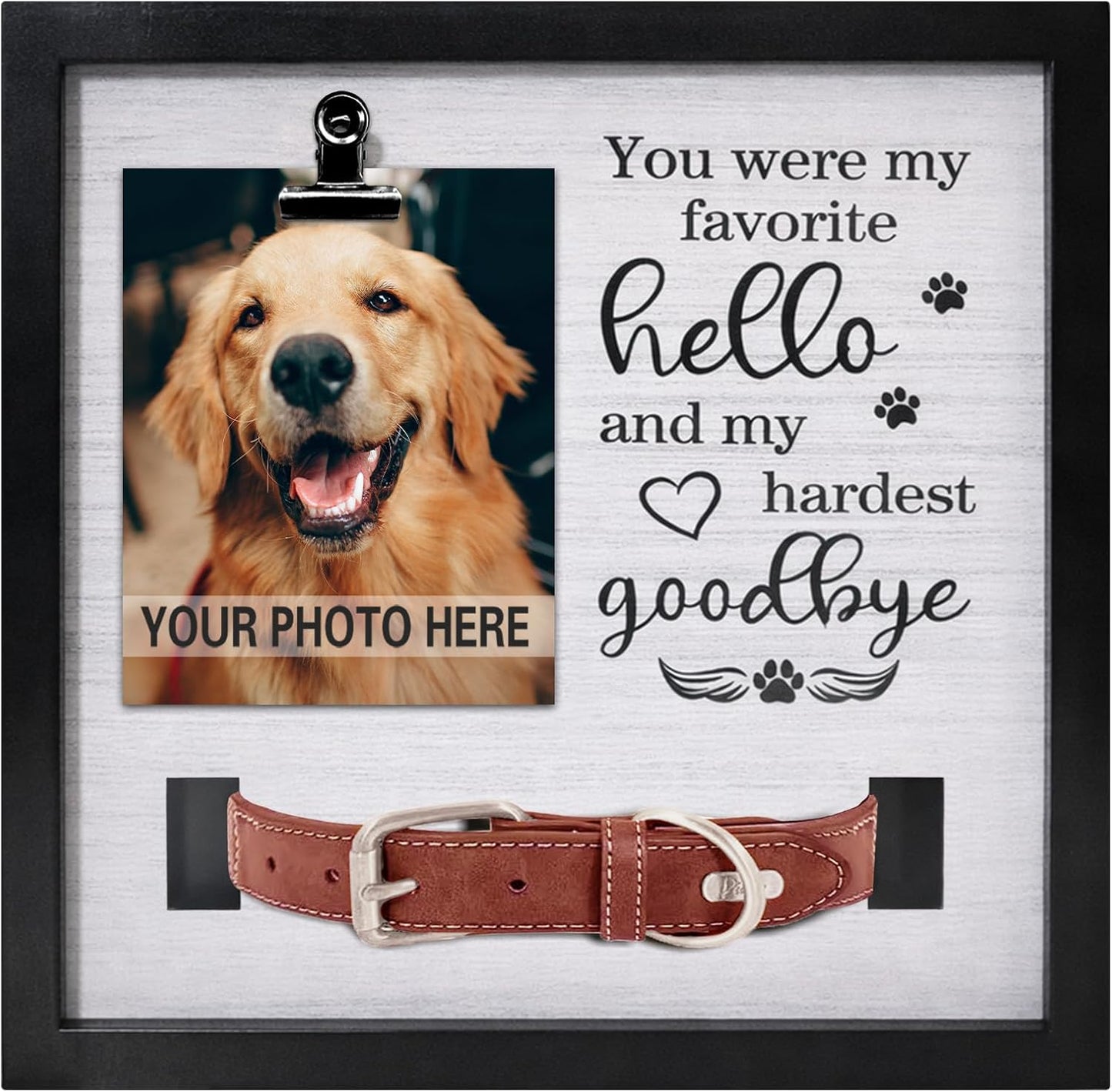 Caja marco condolencias perro con soporte collar