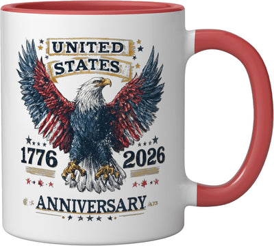 Taza de cerámica con diseño patriótico de águila EE.UU. 1776-2026