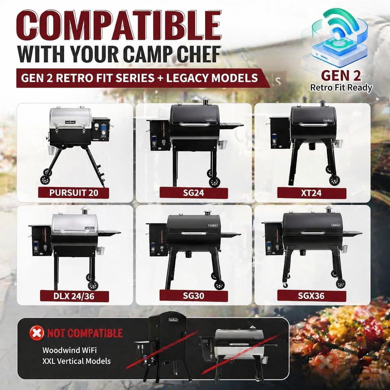 Kit controlador PID WiFi para parrillas Camp Chef Gen 2 con sondas