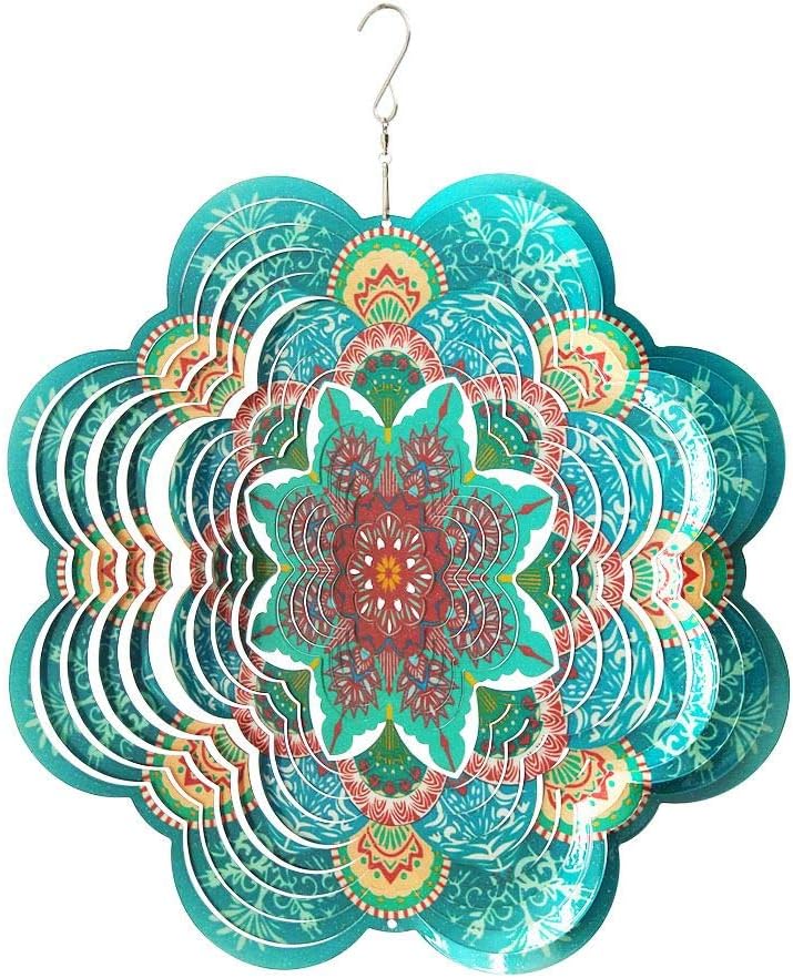Molinillo viento acero inox 12pulg diseño mandala flores