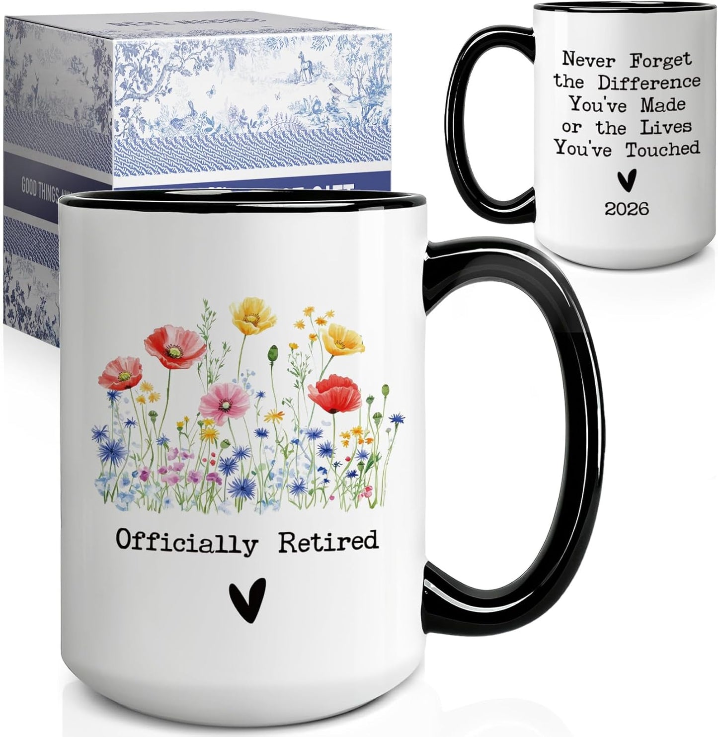 Taza de jubilación para mujer con diseño floral 2026