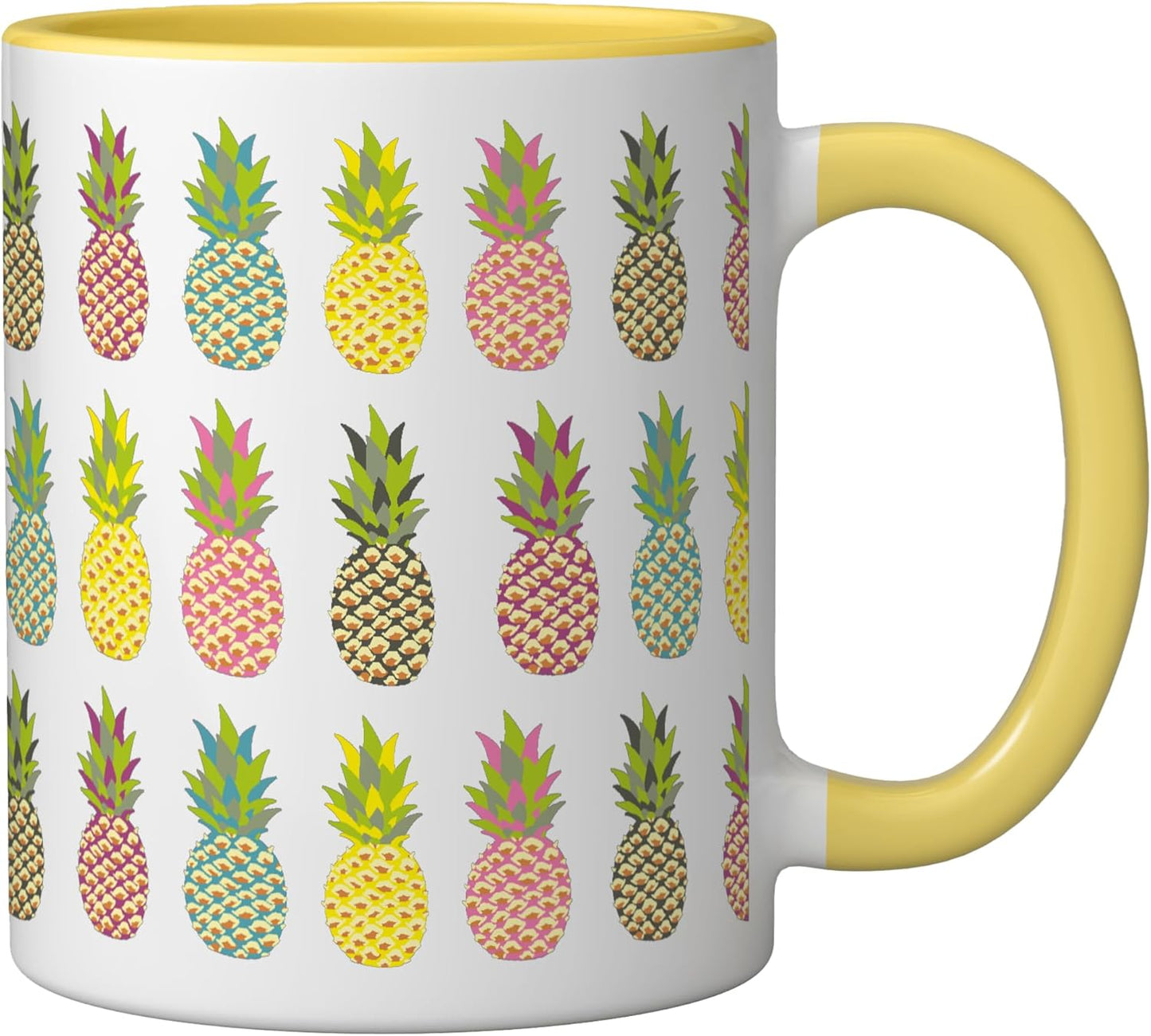 Taza Cerámica Fruta Piña Amarillo/Blanco