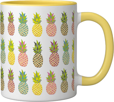 Taza Cerámica Fruta Piña Amarillo/Blanco