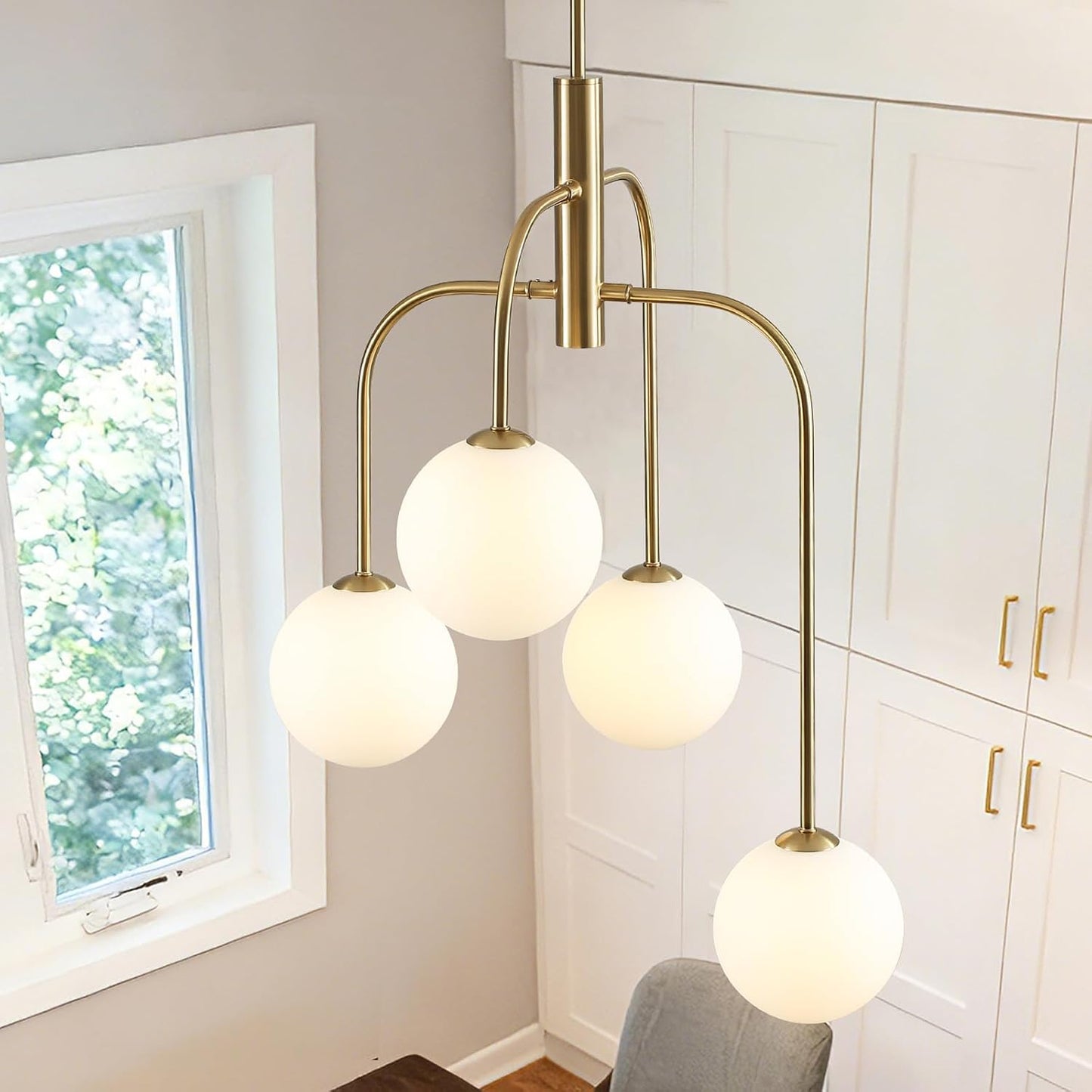 Candelabro moderno Sputnik dorada 4 luces ajustable comedor cocina