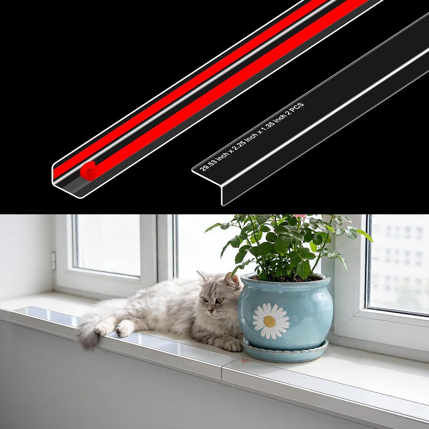 Protector alféizar ventana transparente antiarañazos mascotas