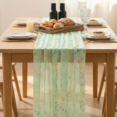 Camino mesa gasa verde bohemio 120pulg 10ft para cocina comedor