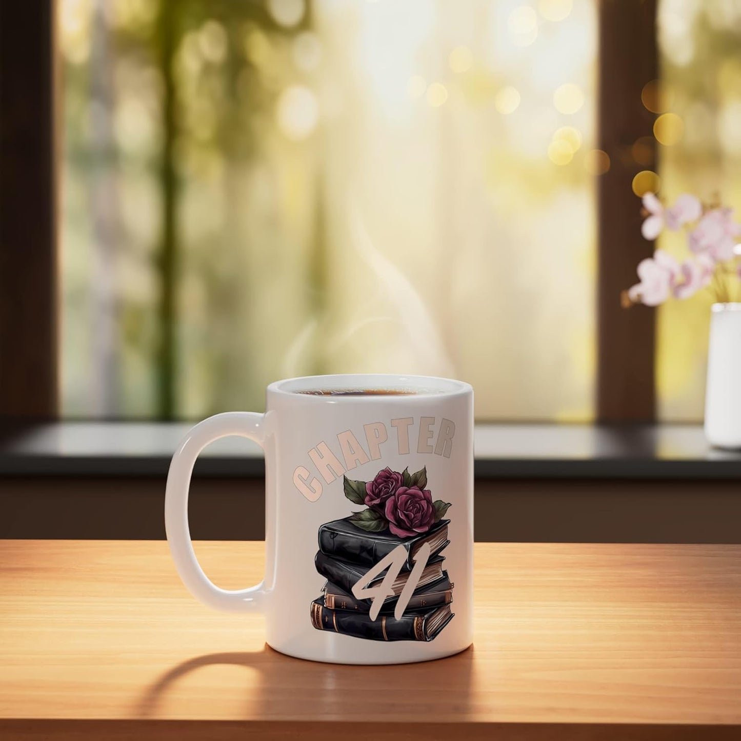 Taza cerámica para amantes de libros mujer cumpleaños 41
