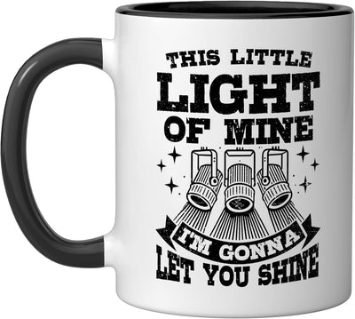 Taza cerámica Lighting Tech Humorista técnico de luces negro/blanco