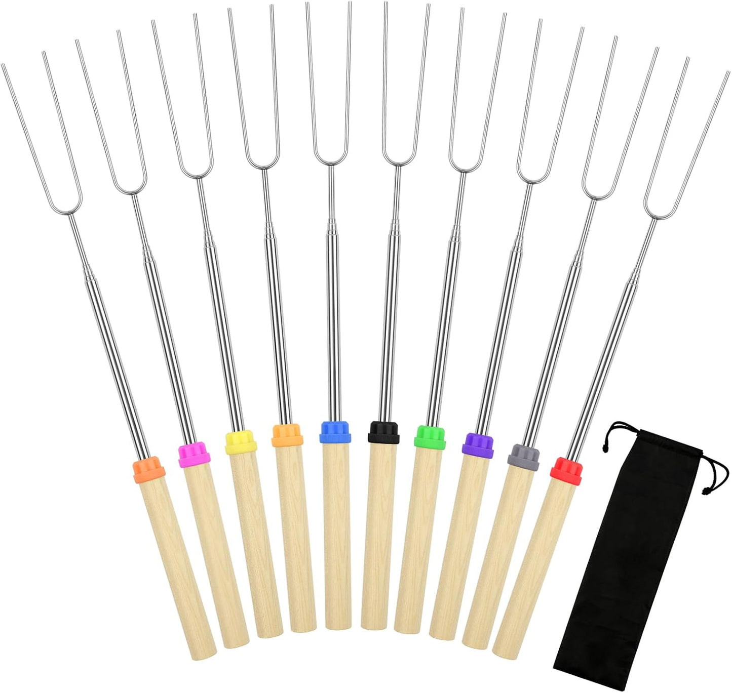 10 Pinchos S'mores 32pulg Extensibles con Bolsa