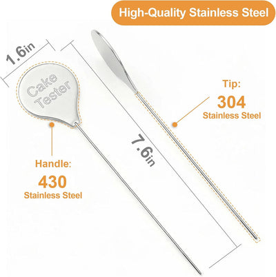 2 Probadores Pasteles Acero Inox 7.6pulg Reutilizables