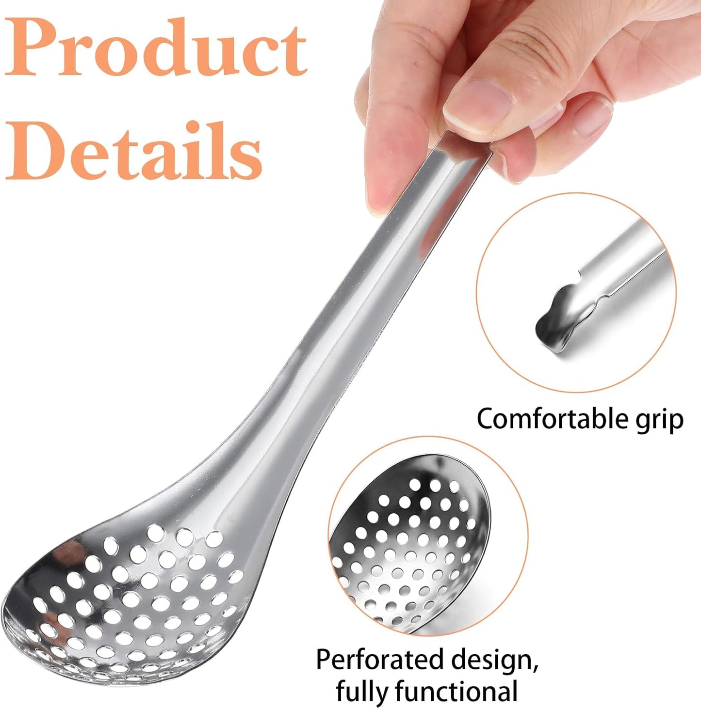 2 Cucharas Caviar Acero Inox para Separar Huevos
