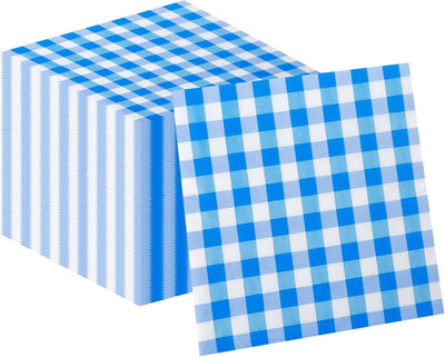 Servilletas de fiesta plaid para celebraciones navideñas y cumpleaños en azul