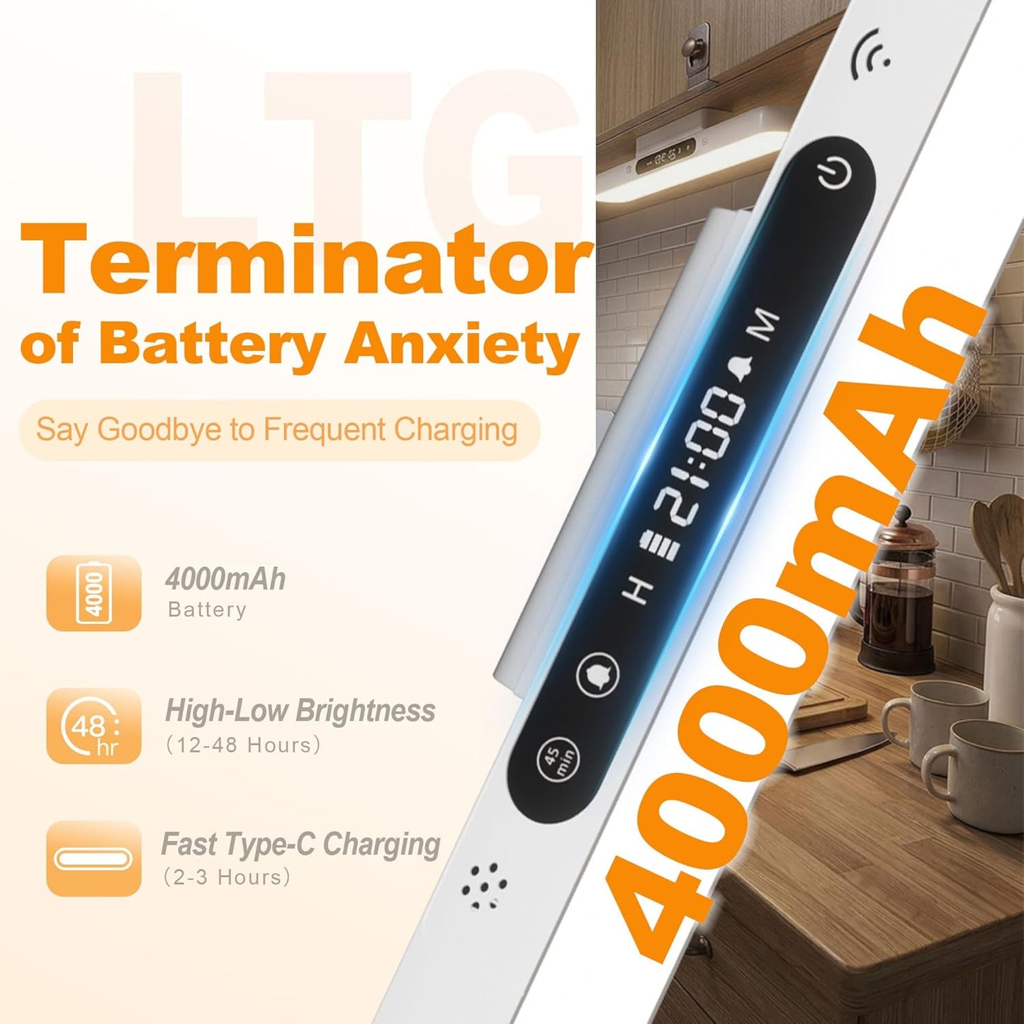 Lámpara recargable magnética con control remoto 4000 mAh