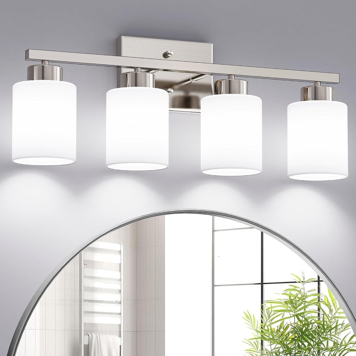 Lámpara baño níquel cepillado 4 luces aplique dormitorio