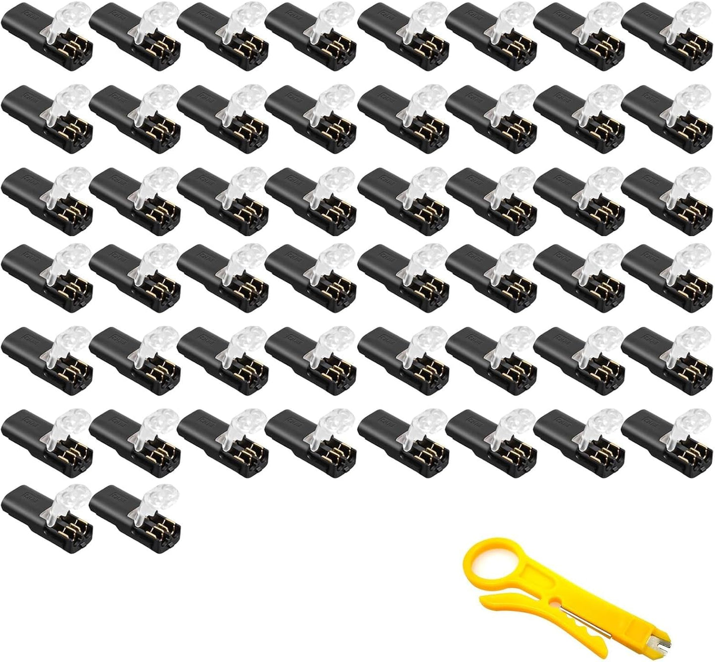 50 Conectores Doble Cable con Herramienta Pelacables