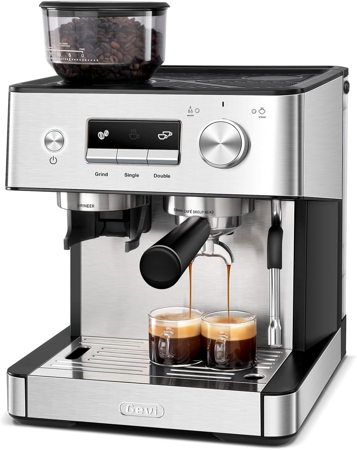 Cafetera Espresso 20 Bar Molinillo Espumador Leche Hogar