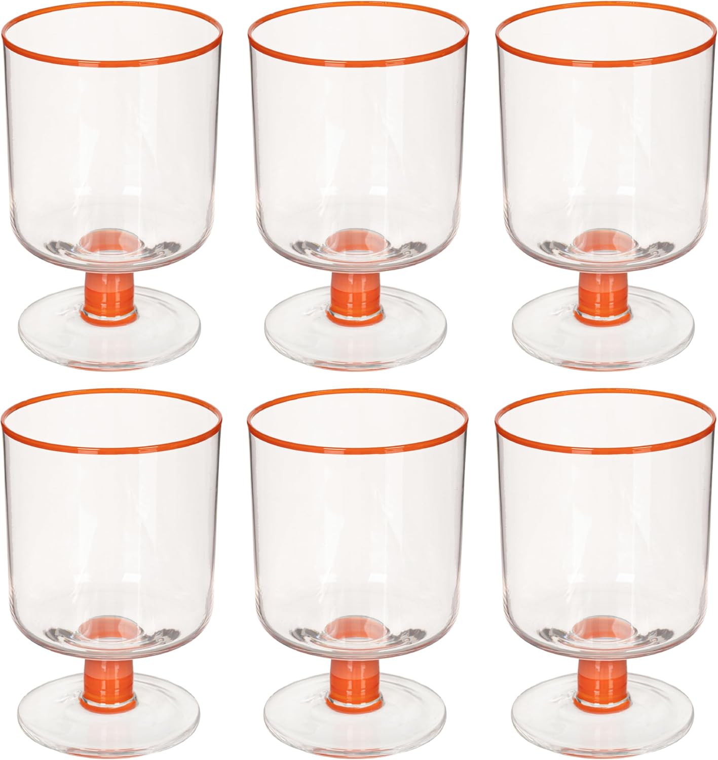 Set 6 vasos 8oz dos tonos con borde colorido
