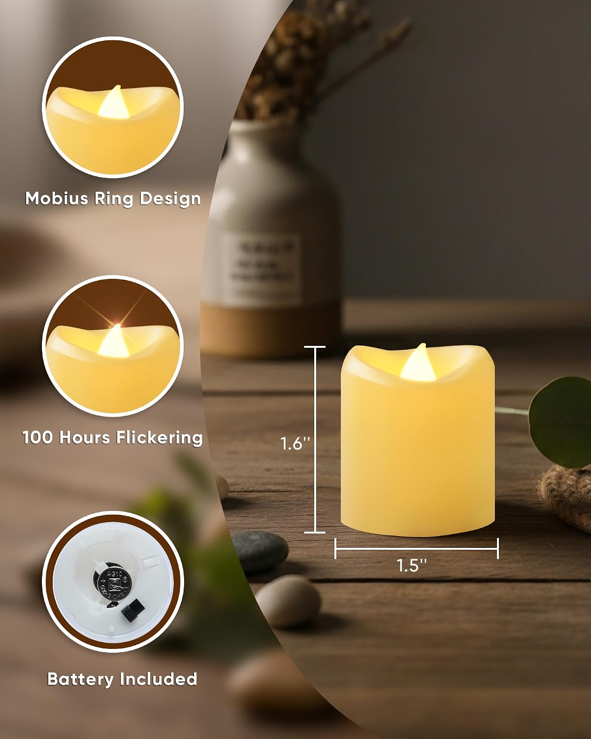 100 Velas Votivas LED Parpadeantes Batería Hogar
