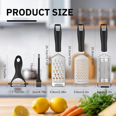 Set 5 Ralladores Queso Acero Inox para Parmesano Jengibre Ajo