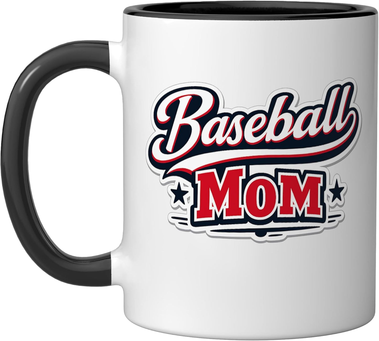 Taza cerámica para madre Baseball Mom Script Rojo Blanco Azul