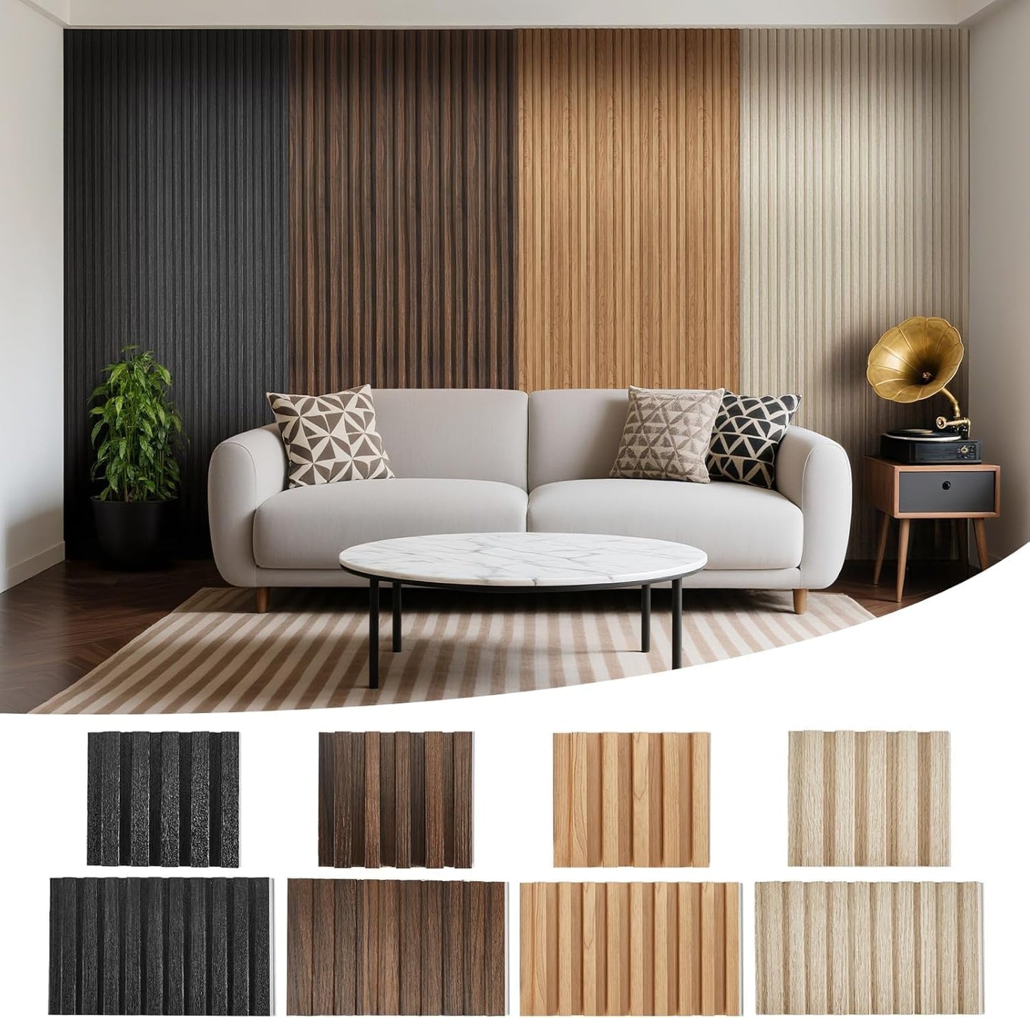 Paneles madera listones para interior 4 pzas 5.9x6pulg