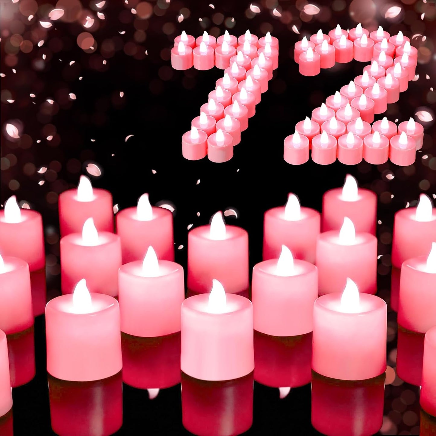 Set 72 Velas LED Parpadeantes Rosa