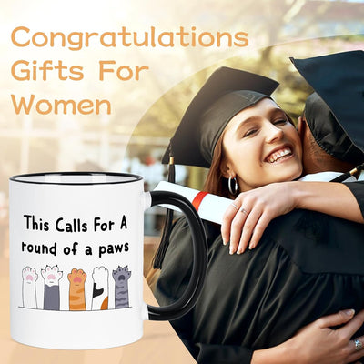 Taza de café con paws para graduación, regalo para mujer hombre 11 oz