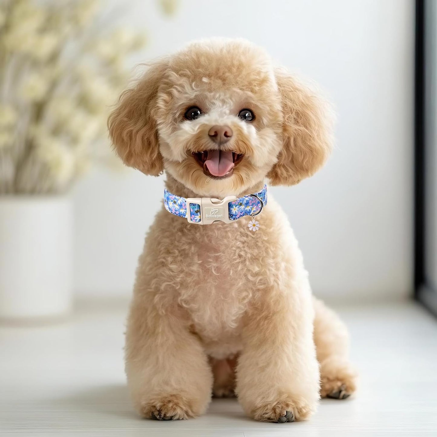 Collar floral para perros grandes ajustable transpirable