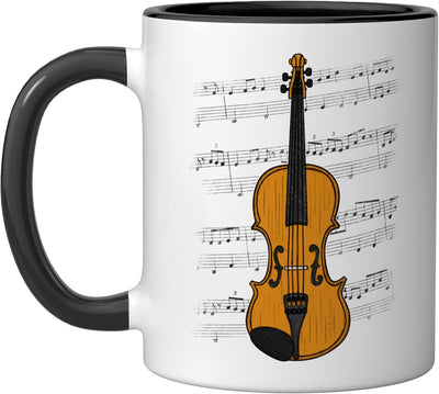 Taza cerámica para violinista profesor de música negro/blanco