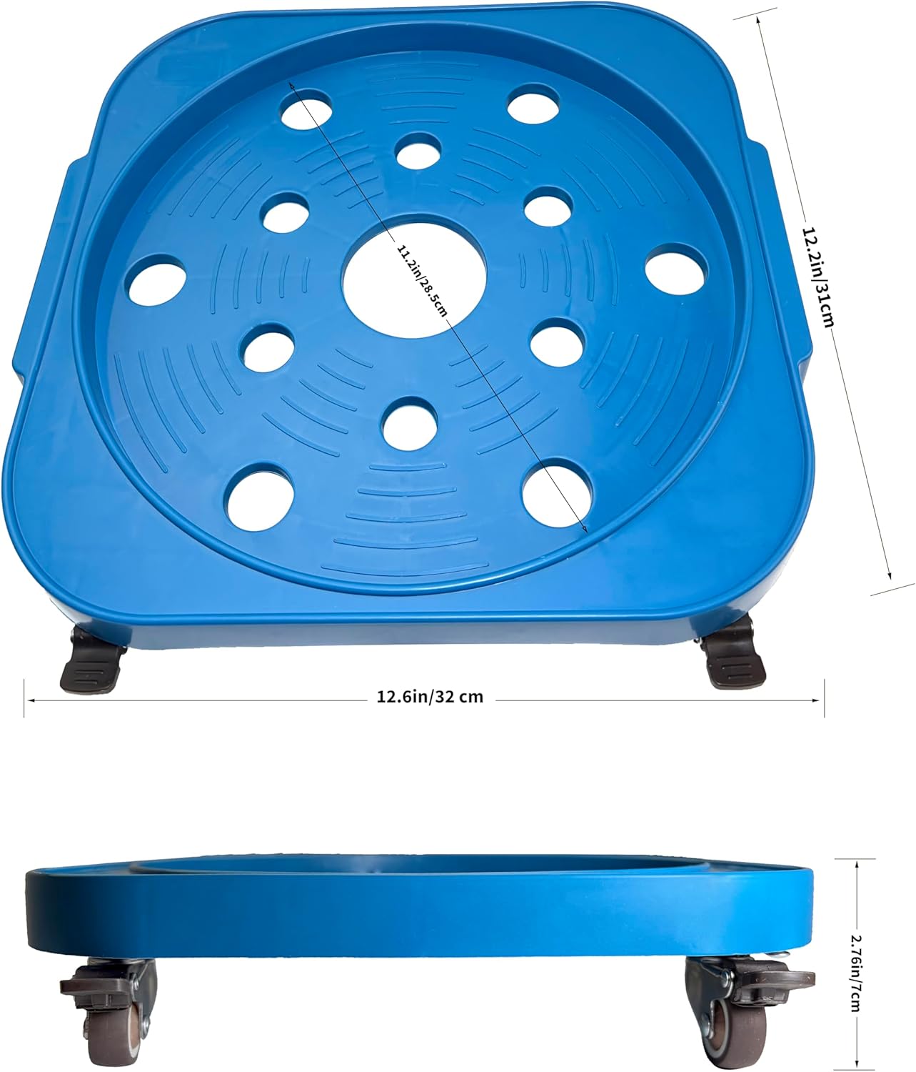 Contenedor 11pulg 5gal con ruedas soporte plantas azul
