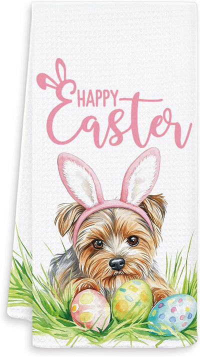 Toallas de cocina con diseño Yorkshire Terrier de Pascua