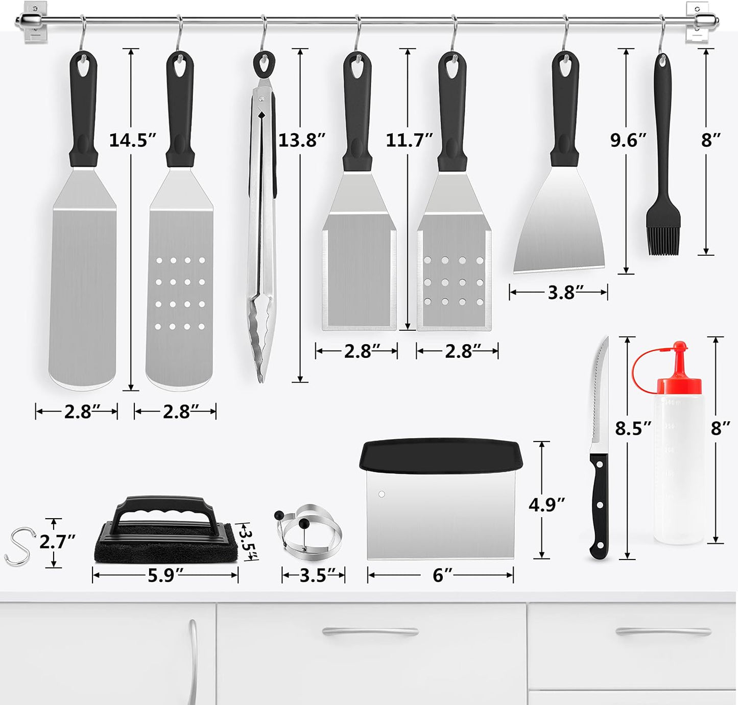 Set 16 accesorios parrilla acero inox Teppanyaki camping