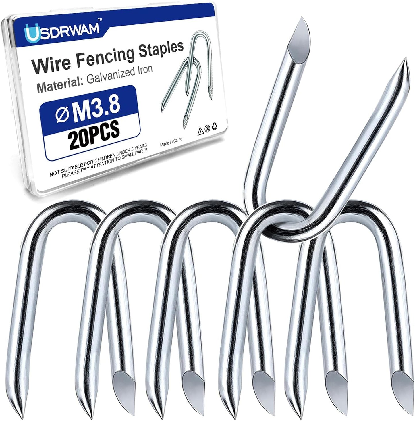 Grapas valla extralargas 1.5pulg clavos U acero galvanizado set 20