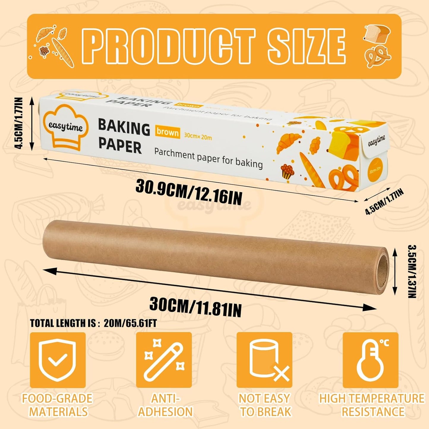Rollo papel pergamino antiadherente 12x66pies 3 cajas