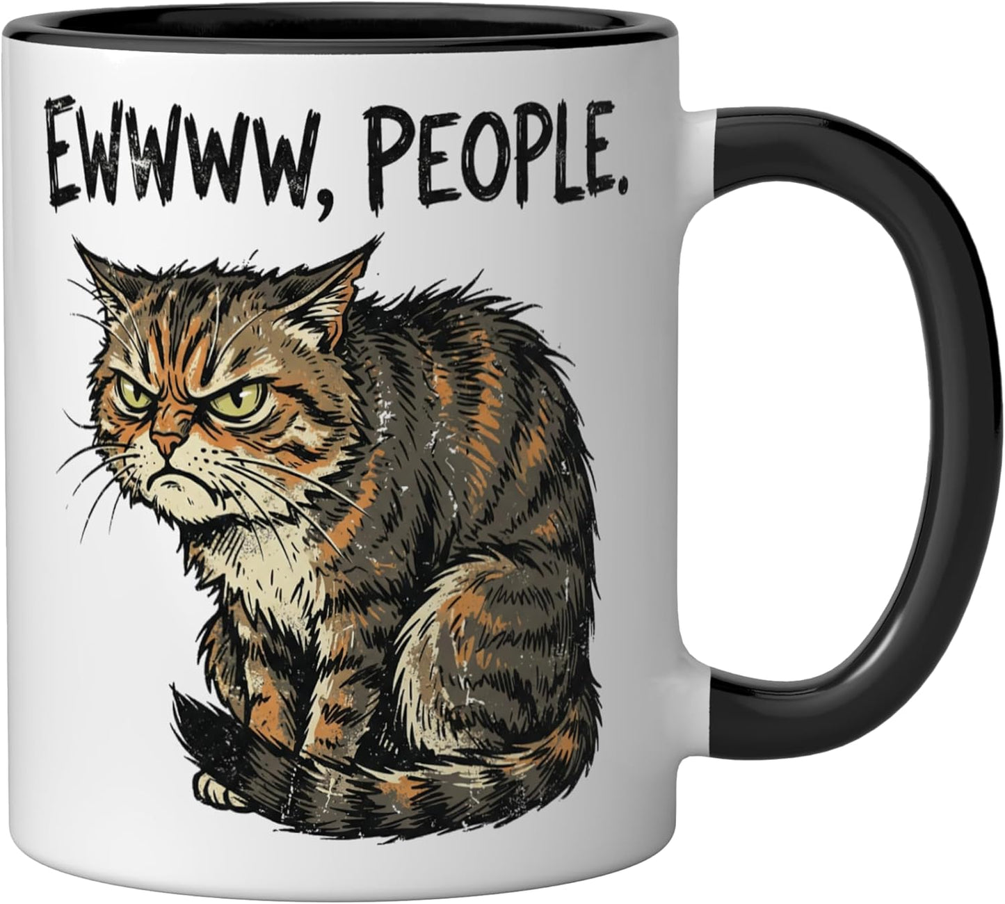 Taza Cerámica para Amantes de Gatos Sarcastica Negro/Blanco