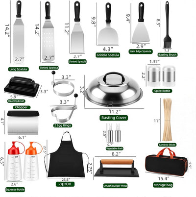Kit 134 Pzas Accesorios Parrilla Inox Espátula Pinzas Prensa