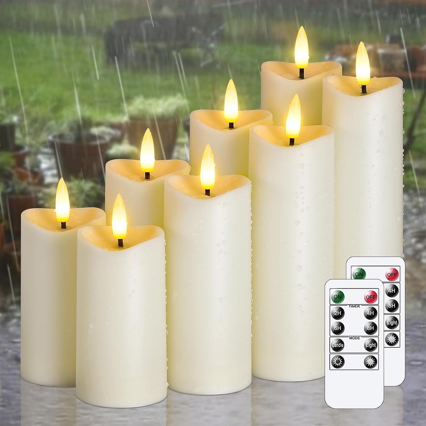 Velas pilar impermeables sin llama 2.2x4pulg con control remoto
