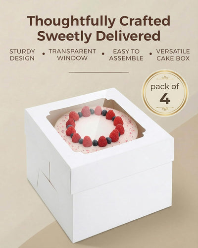 Caja para pastel de 8 pulgadas con ventana, 4 unidades
