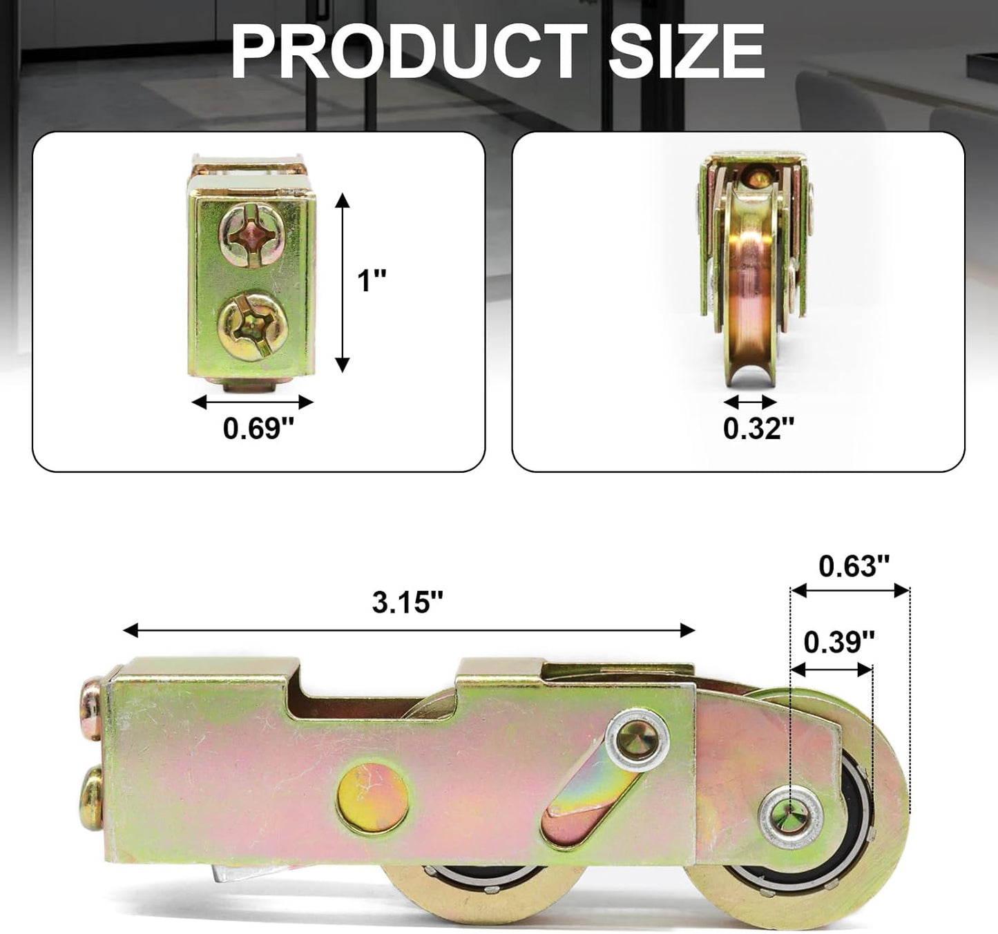 Kit 2 Rodillos Puerta Corrediza Vidrio 1 1/4pulg