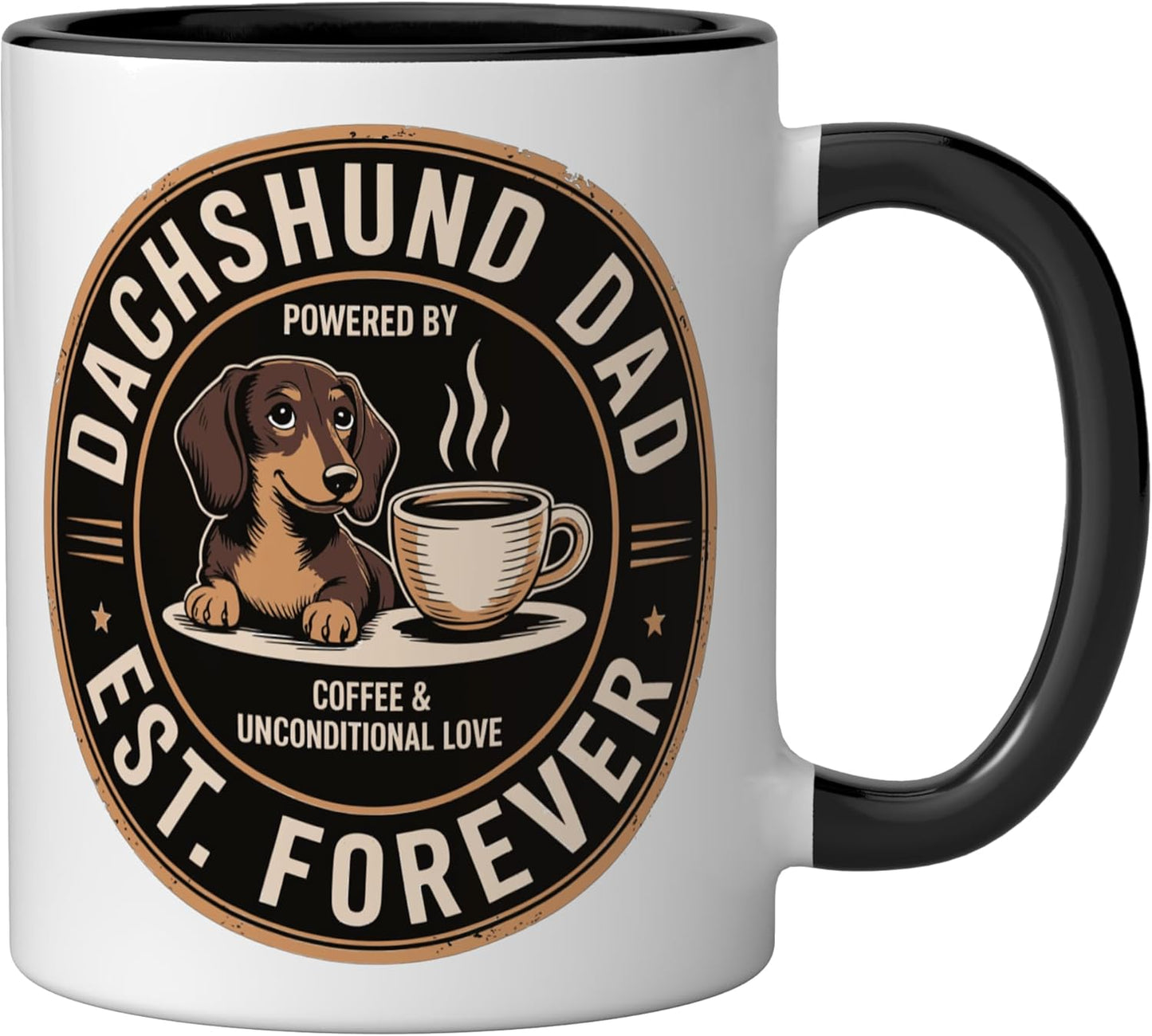 Taza Cerámica Perro Salchicha Negro/Blanco